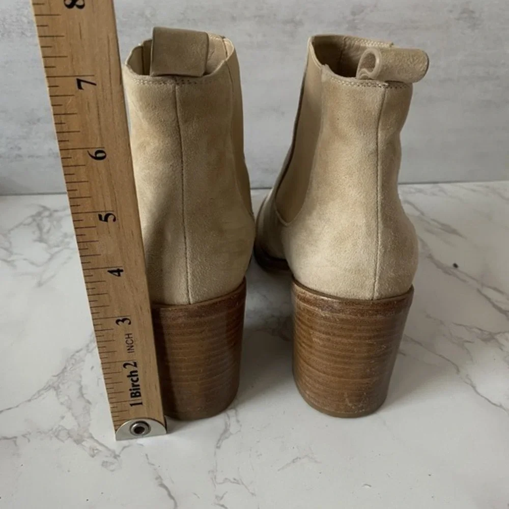 Jenni Kayne Ankle Boots Women Sz 39 (US‎ 9) Beige Suede Almond Toe Mid Heel